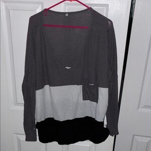 Gray and Black Colorblock Sweater
